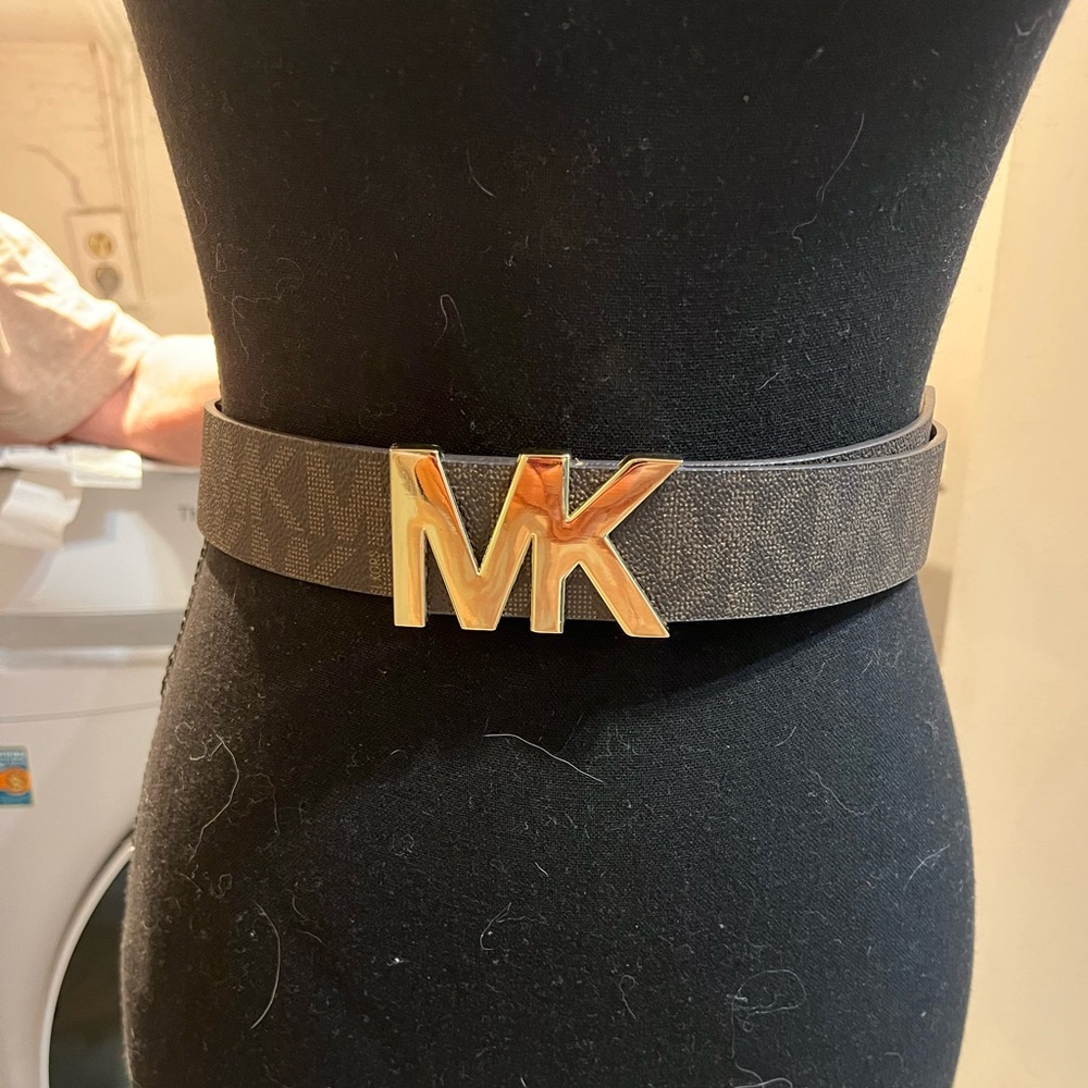 Michael Kors Brown Belt with Gold Logo